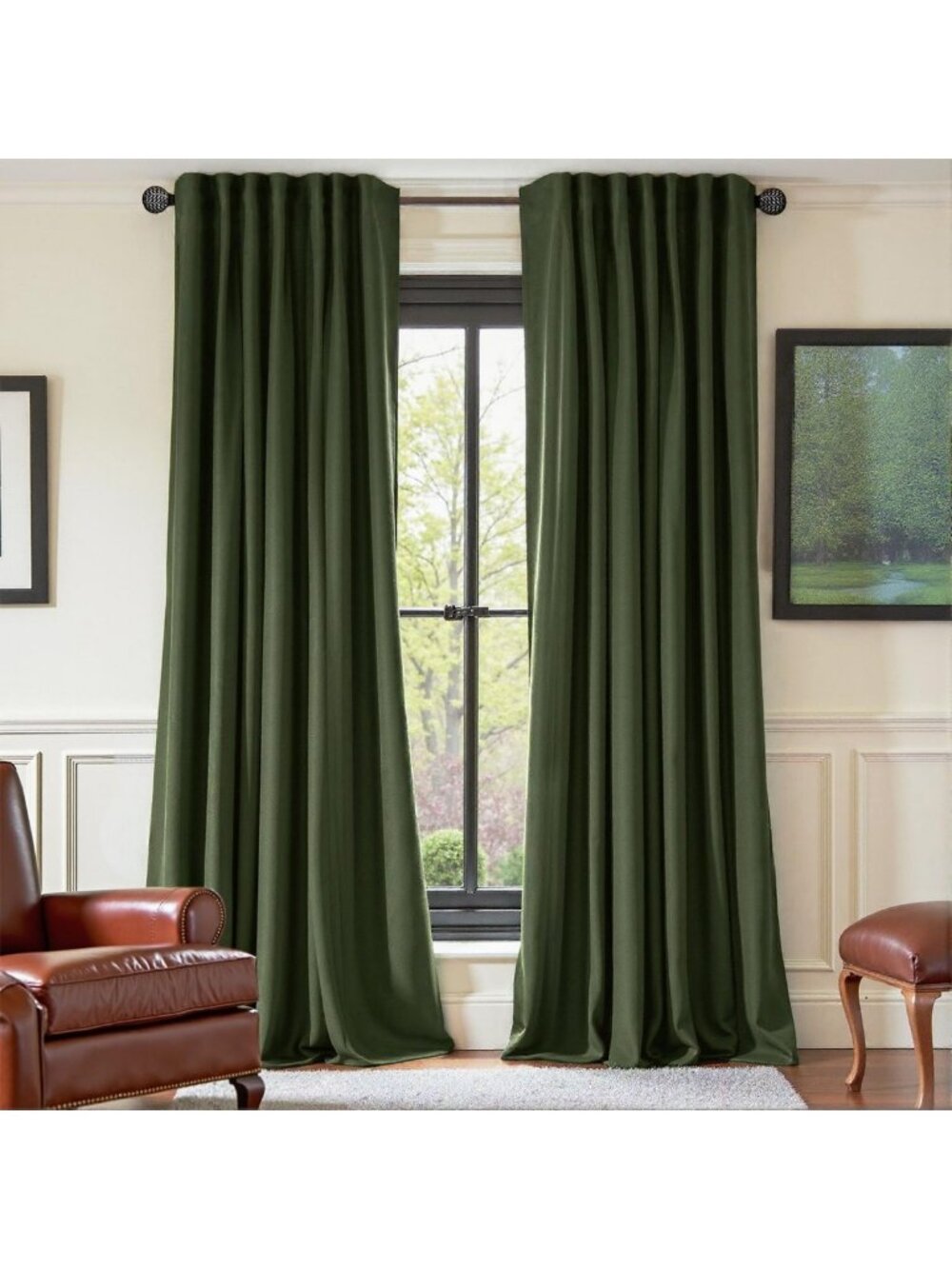 Olive Green Velvet Blackout Curtains - Thermal Insulated Luxury Drapes, 84" Set